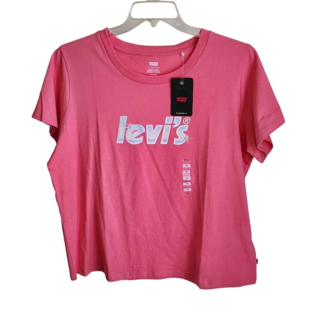 Levi’s Pink Graphic Logo T-Shirt Plus Size 1X NWT Short Sleeve Cotton Tee